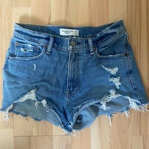 Abercrombie & Fitch Women's Ripped Blue Jean Shorts